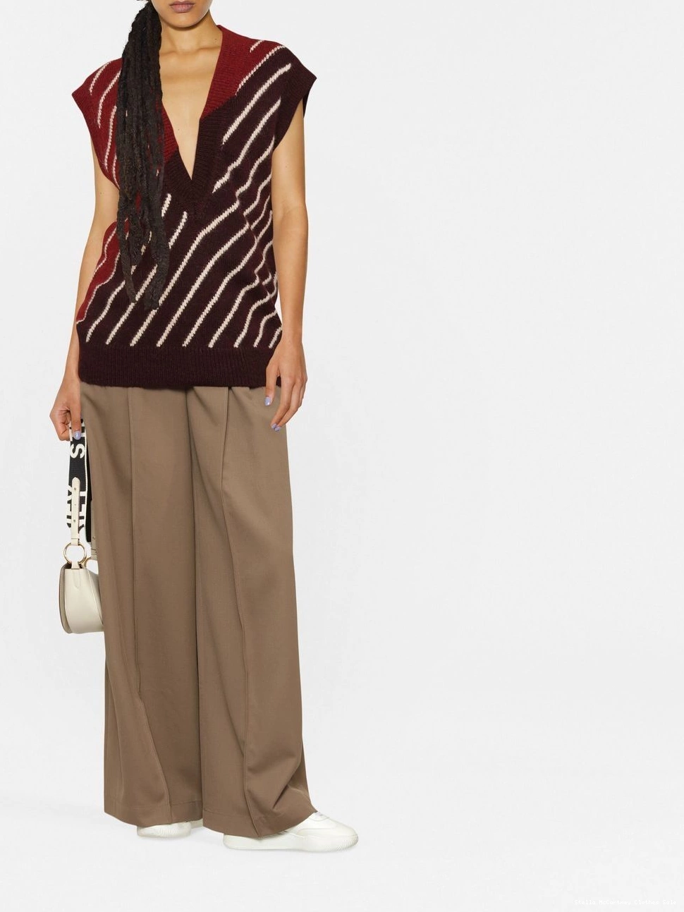 Cheap Women striped wool-blend alpaca Stella McCartney top 0715